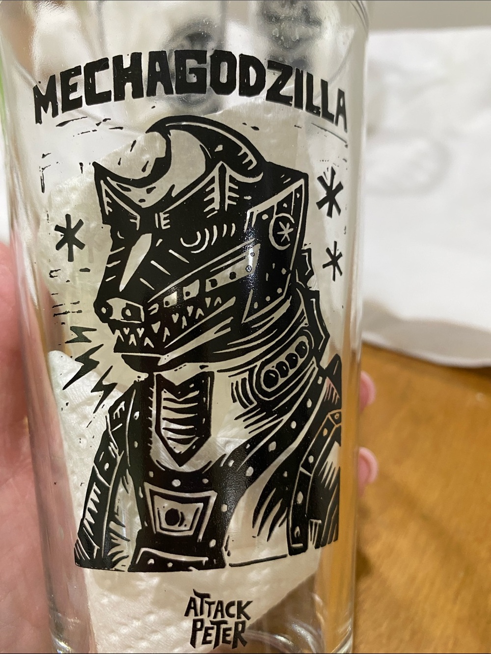 Set of 4 Godzilla Kaiju Illustration Pint Glasses - Clear with Black Artwork. - Picture 9 of 9